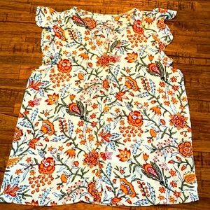 LOFT Med. petite, soft green with mixed orange/red